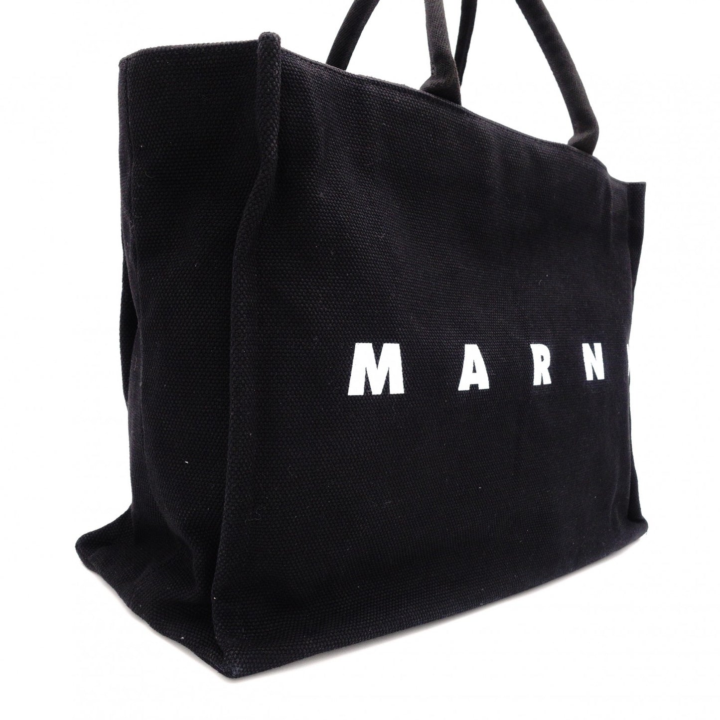MARNI Logo-Print Tote Bag, Canvas, Black, 2-Way, SHMQ0053U2, P5968