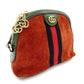 GUCCI Ophidia Shoulder Bag Suede Brown×Green Crossbody Leather GG Logo R801874