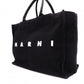 MARNI Logo-Print Tote Bag, Canvas, Black, 2-Way, SHMQ0053U2, P5968