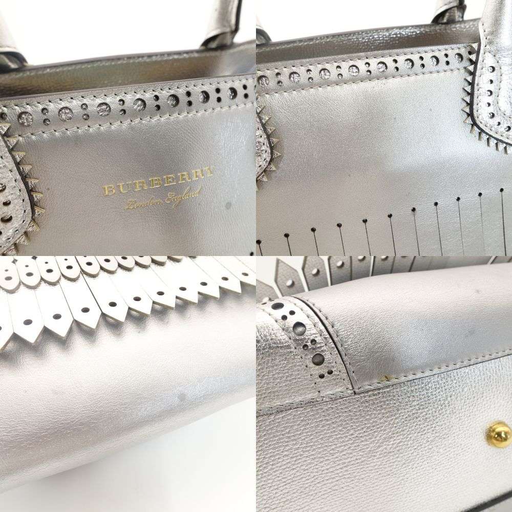 BURBERRY Brogue Detail Nova Check Handbag leather USED Women