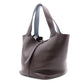 HERMES Taurillon Clemence Picotin Handbag, Leather, Brown, Women's, □J Stamp, Blue Jean