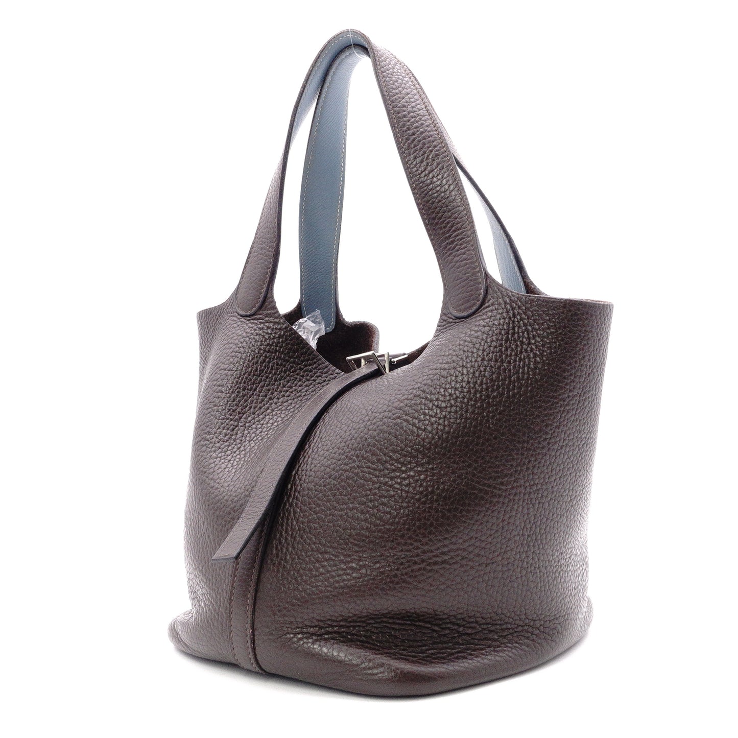 HERMES Taurillon Clemence Picotin Handbag, Leather, Brown, Women's, □J Stamp, Blue Jean