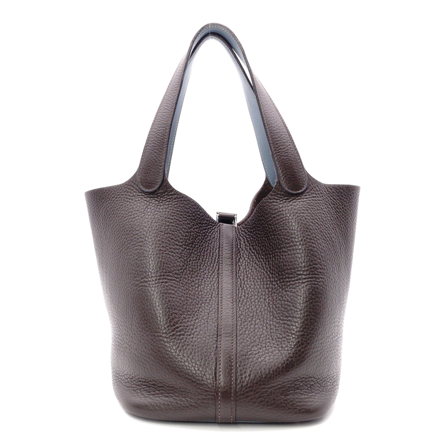 HERMES Taurillon Clemence Picotin Handbag, Leather, Brown, Women's, □J Stamp, Blue Jean