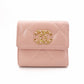 CHANEL Dizneuf 19 Tri-fold Wallet, Leather, Pink Gold Hardware