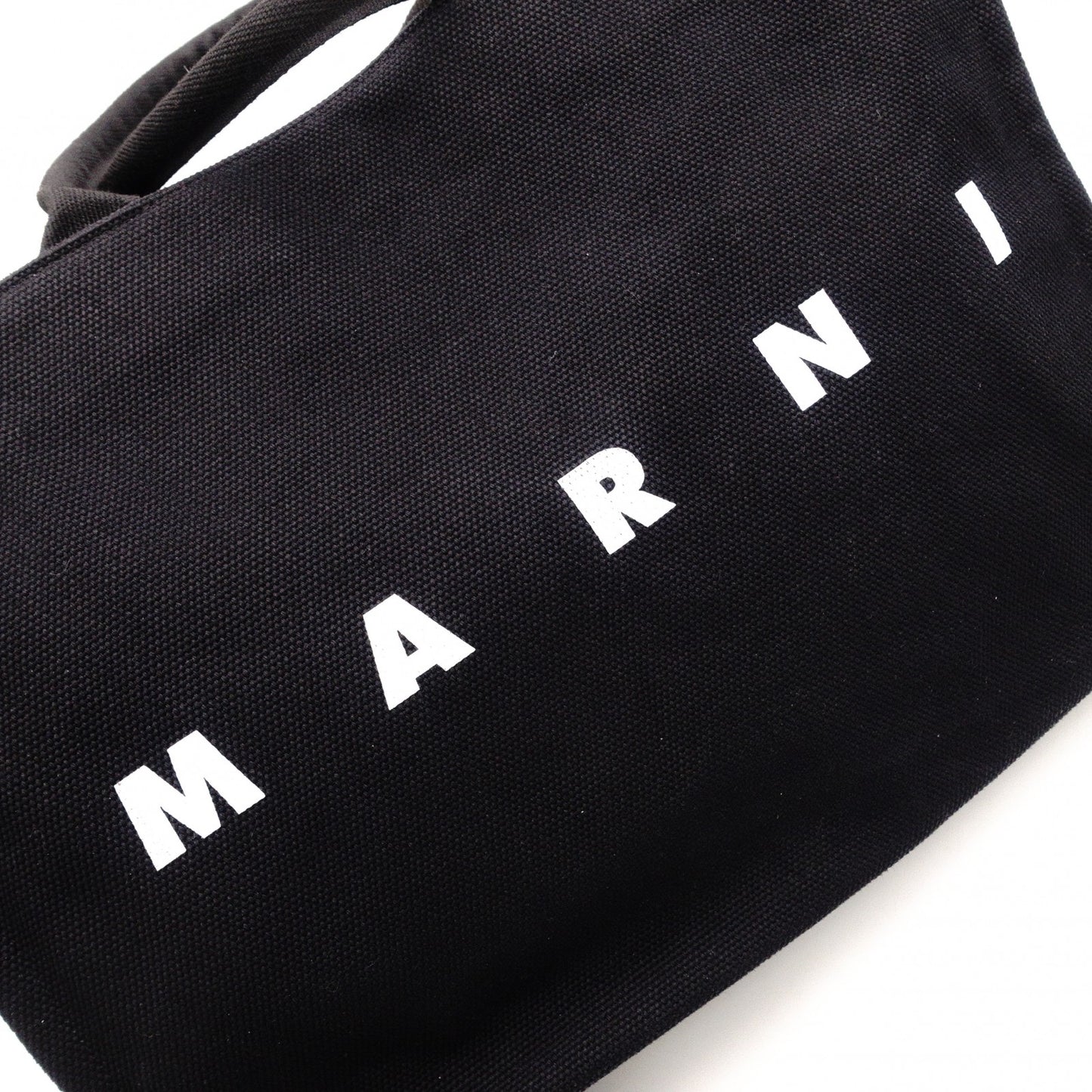 MARNI Logo-Print Tote Bag, Canvas, Black, 2-Way, SHMQ0053U2, P5968