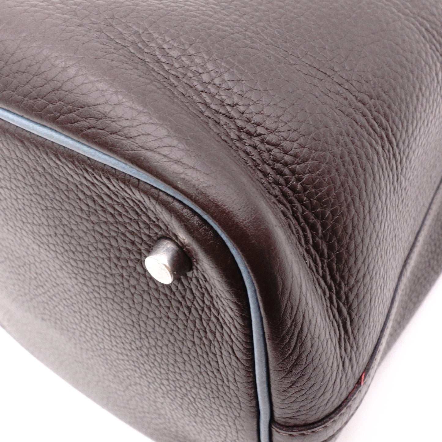 HERMES Taurillon Clemence Picotin Handbag, Leather, Brown, Women's, □J Stamp, Blue Jean