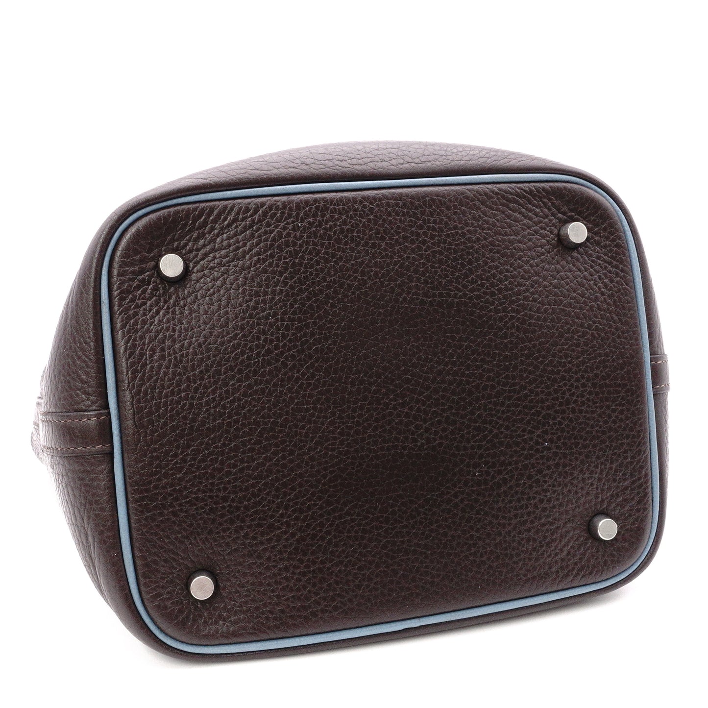 HERMES Taurillon Clemence Picotin Handbag, Leather, Brown, Women's, □J Stamp, Blue Jean