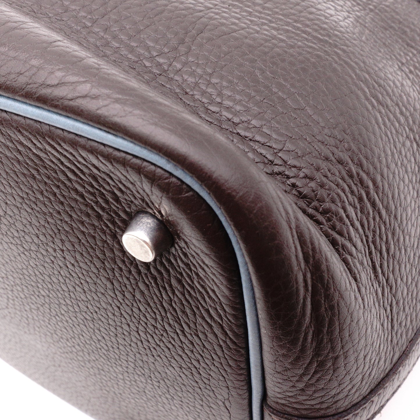 HERMES Taurillon Clemence Picotin Handbag, Leather, Brown, Women's, □J Stamp, Blue Jean