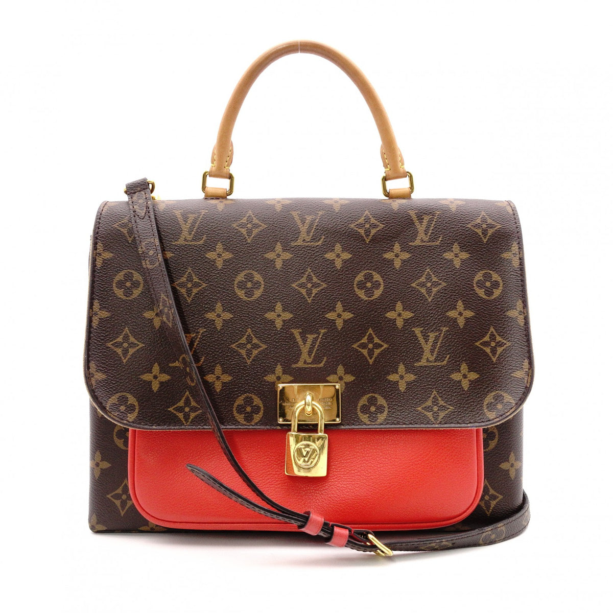 LOUIS VUITTON Marignan Monogram Canvas Handbag, Leather/PVC, Brown, 2-Way
