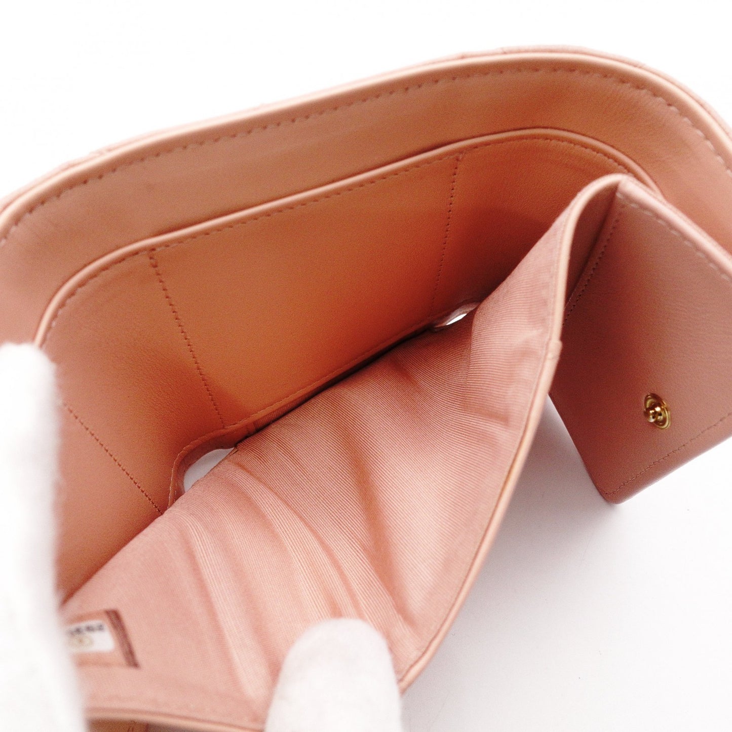 CHANEL Dizneuf 19 Tri-fold Wallet, Leather, Pink Gold Hardware