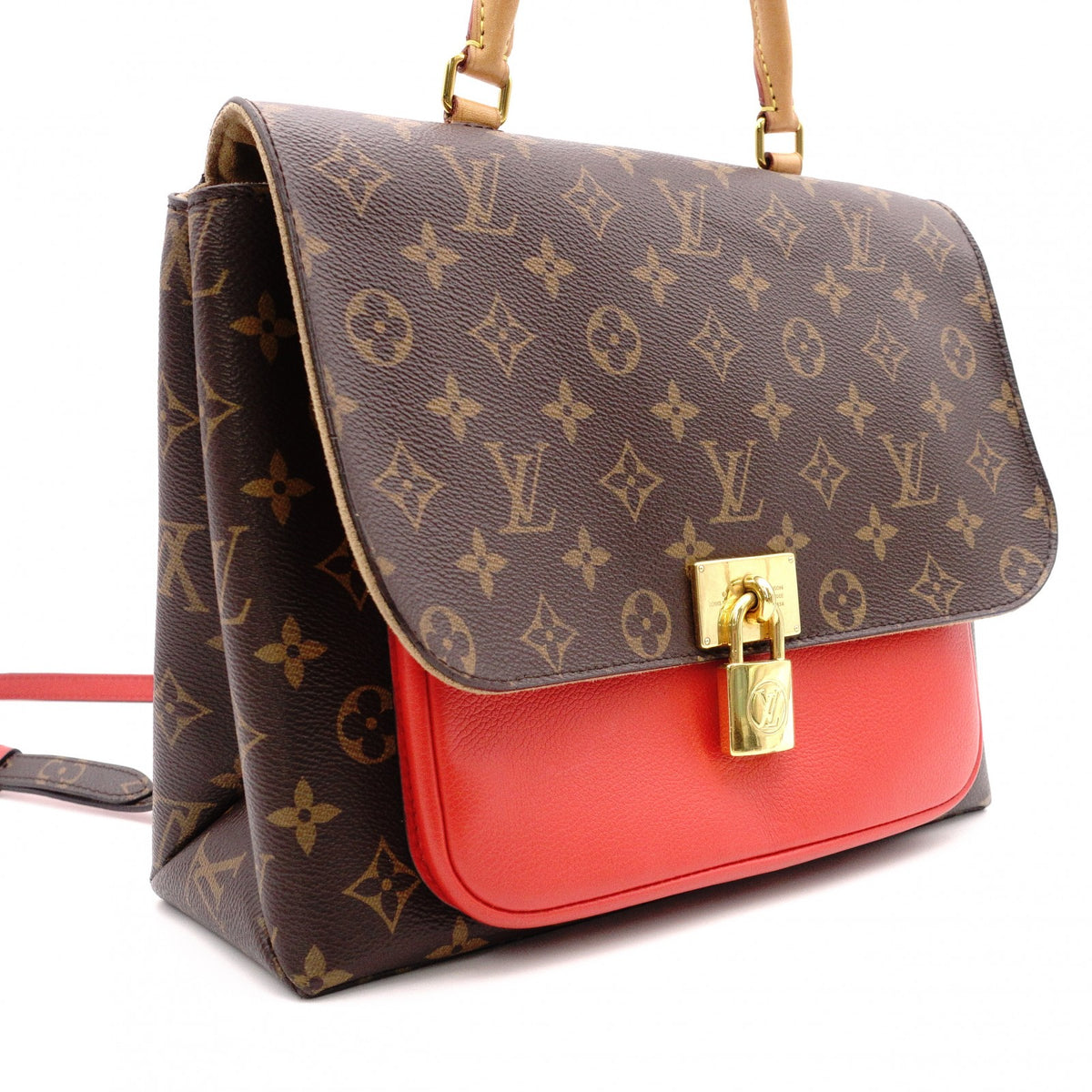 LOUIS VUITTON Marignan Monogram Canvas Handbag, Leather/PVC, Brown, 2-Way