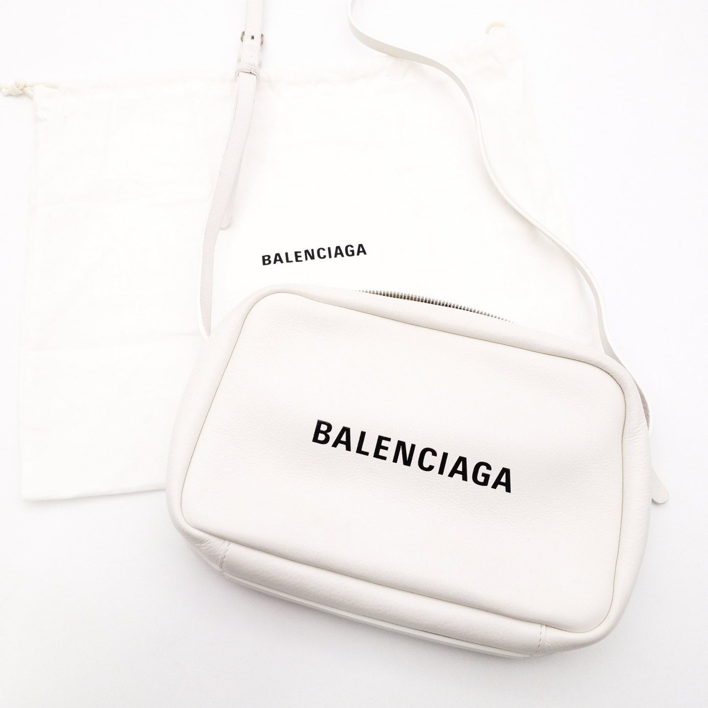 BALENCIAGA Shoulder Bag, Leather, White, Crossbody