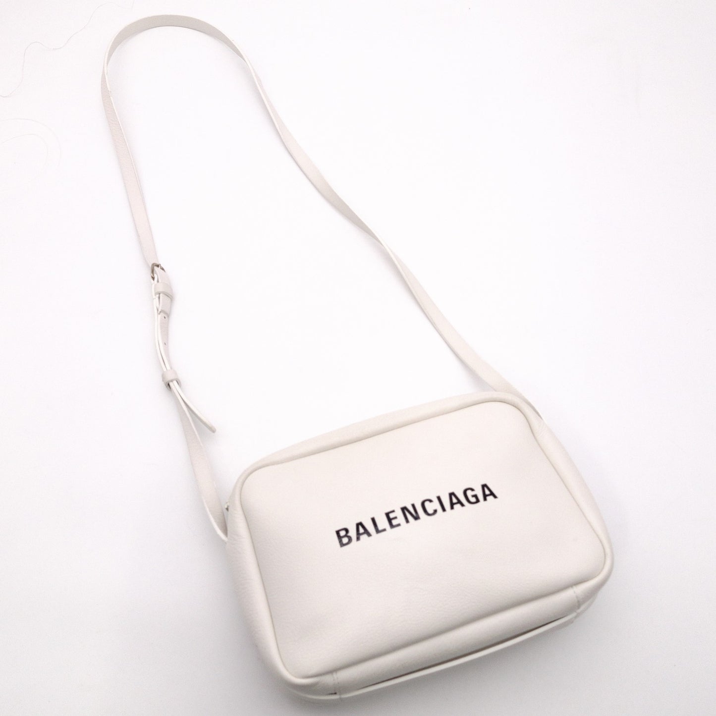 BALENCIAGA Shoulder Bag, Leather, White, Crossbody