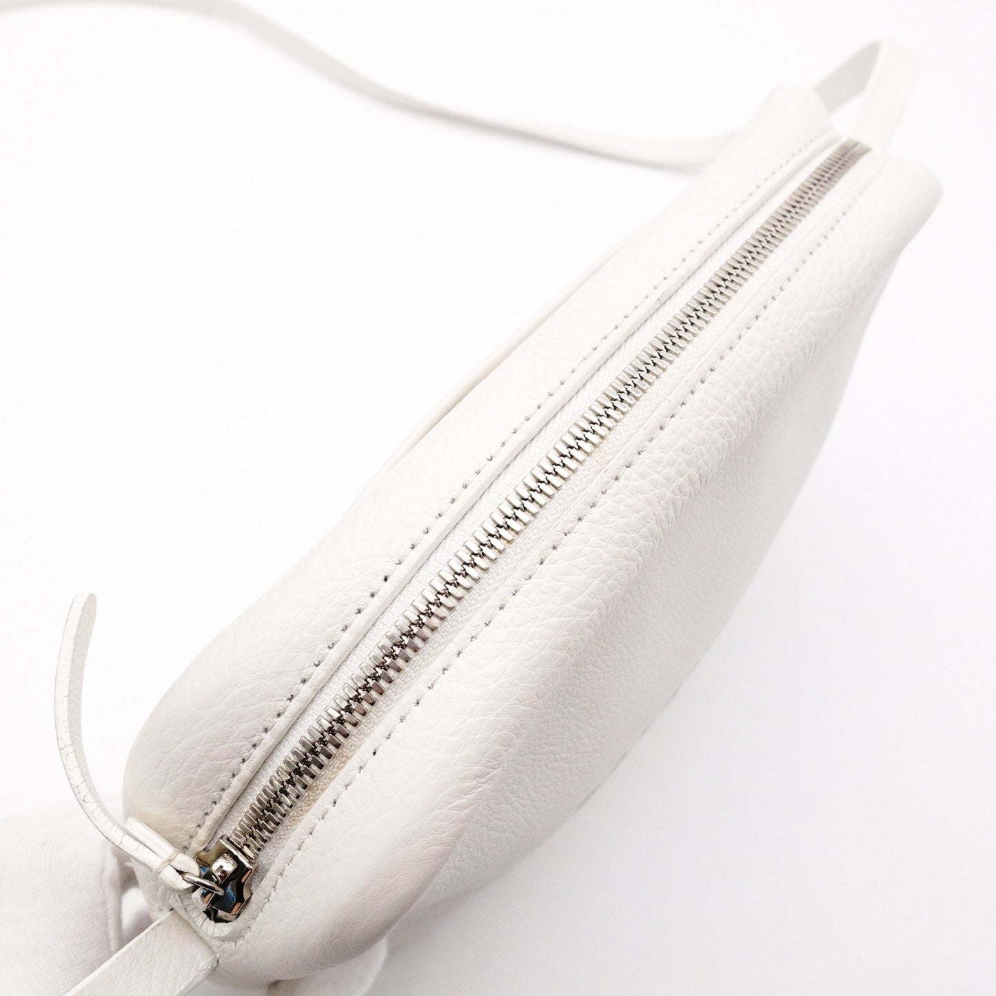 BALENCIAGA Shoulder Bag, Leather, White, Crossbody