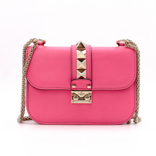 Valentino Garavani Gram Rock Small Shoulder Bag, Leather, Pink, Gold Hardware