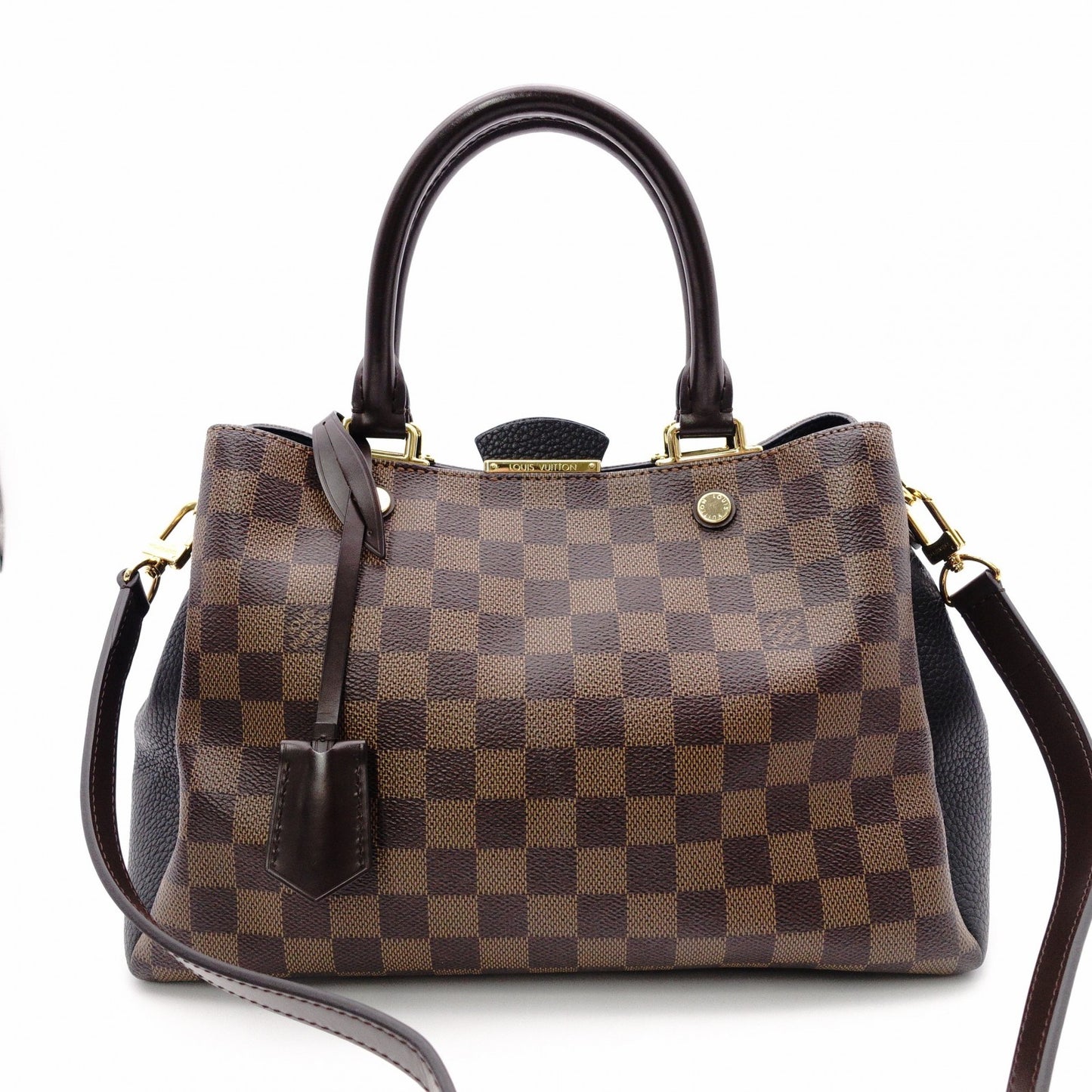 LOUIS VUITTON Brittany Damier Ébène Handbag, PVC and Leather, Brown, 2-Way