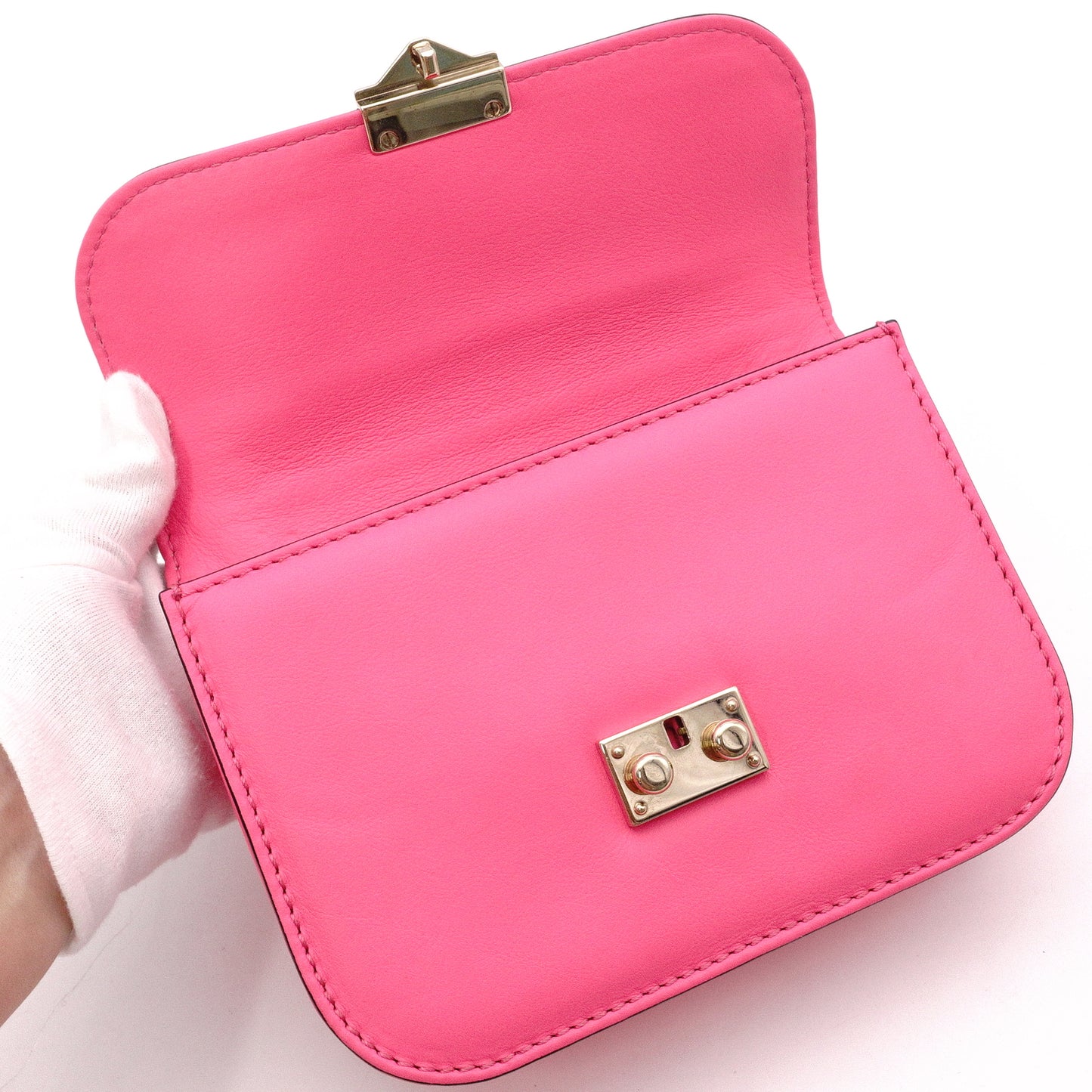 Valentino Garavani Gram Rock Small Shoulder Bag, Leather, Pink, Gold Hardware