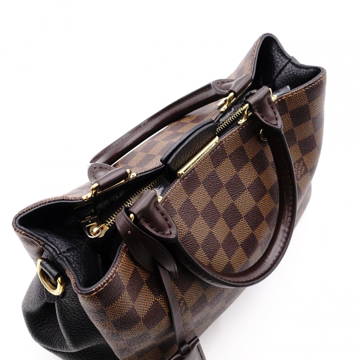 LOUIS VUITTON Brittany Damier Ébène Handbag, PVC and Leather, Brown, 2-Way