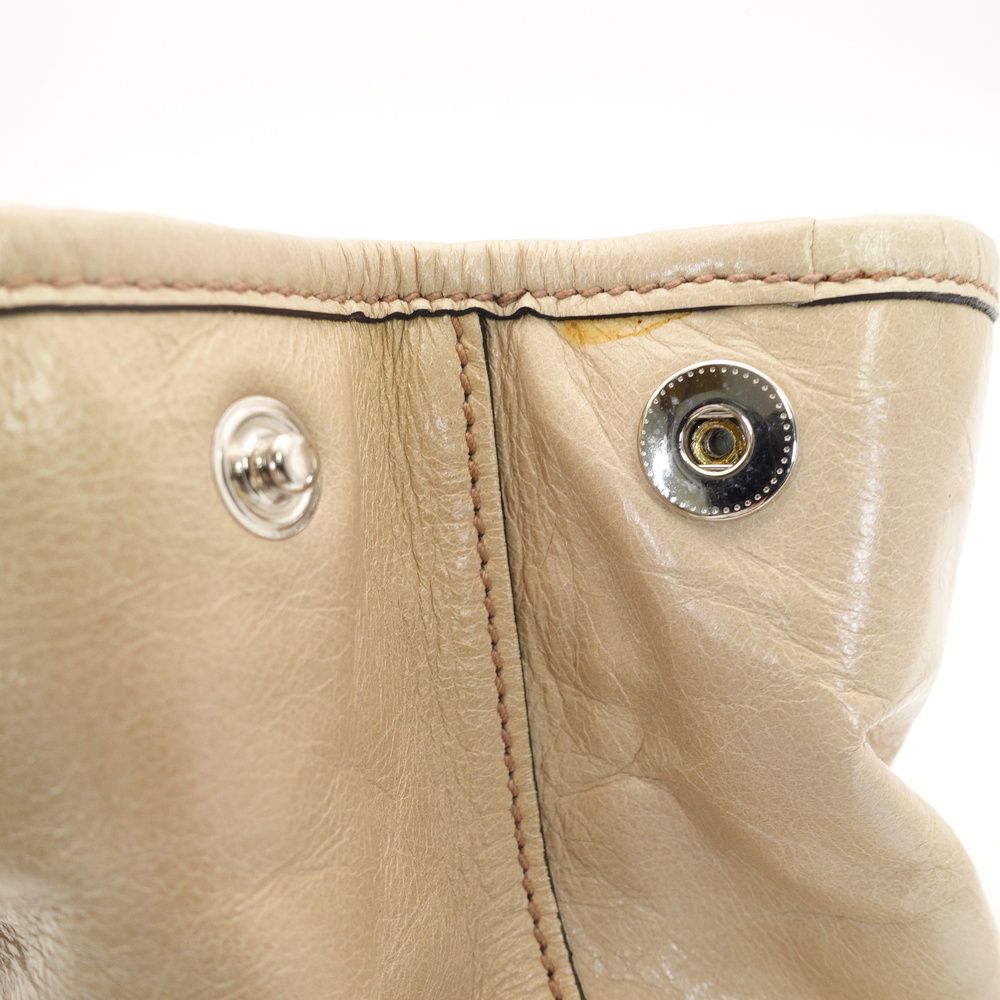 Miu Miu Handbag Patent Leather Beige 2-Way RN0685 Crossbody Logo Silver Hardware 7-9-757