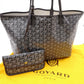 GOYARD Saint Louis PM Tote Bag, PVC and Leather, Gray, with Pouch