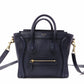 CELINE Luggage Nano Shopper Handbag, Leather, Navy, 2-Way Crossbody, Gold Hardware