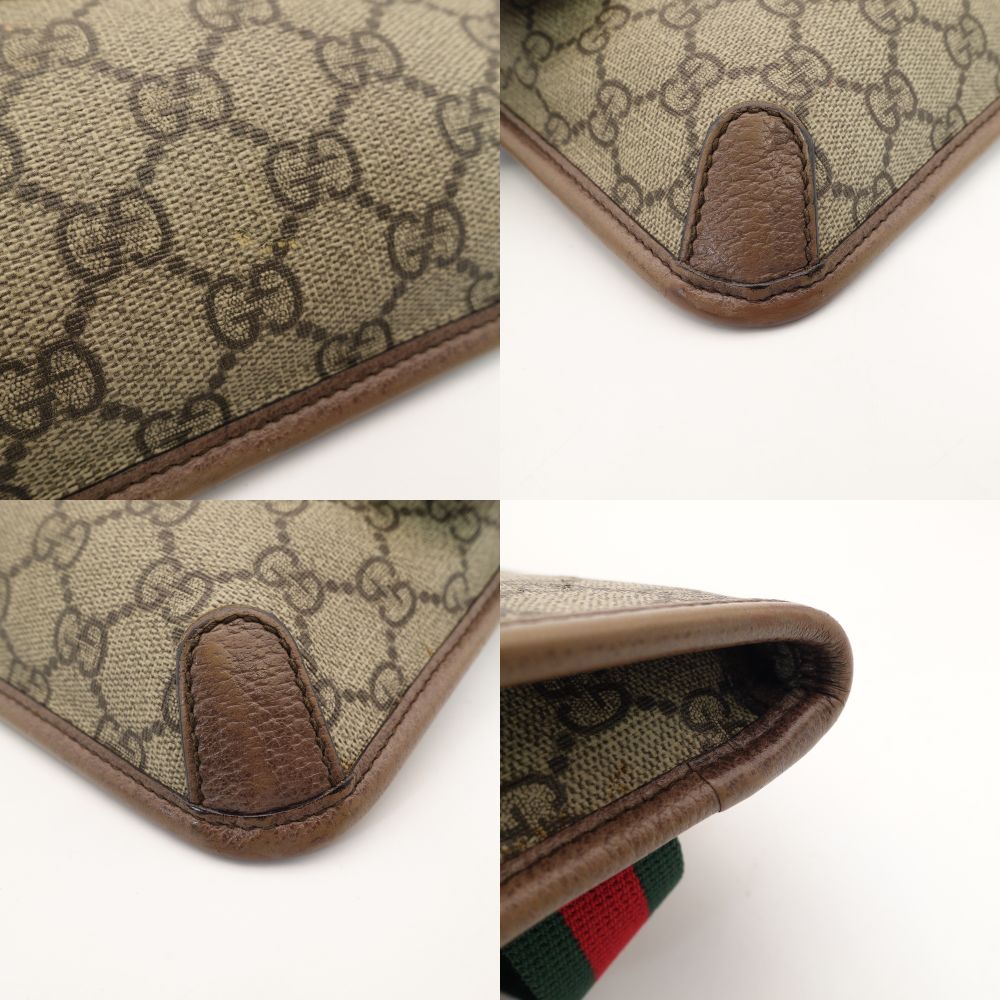 GUCCI Neo Vintage Waist Bag GG Supreme Body Bag Beige Metal Cat Sherry Line 7-9-458