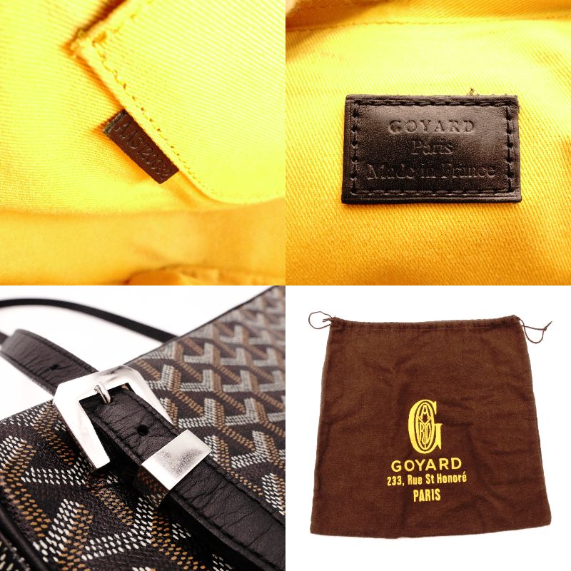Goyard Yona GM Shoulder Bag Black × Brown PVC Leather Crossbody Men's 7-12-179