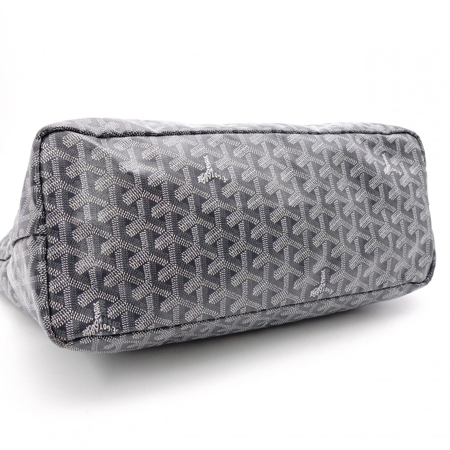 GOYARD Saint Louis PM Tote Bag, PVC and Leather, Gray, with Pouch