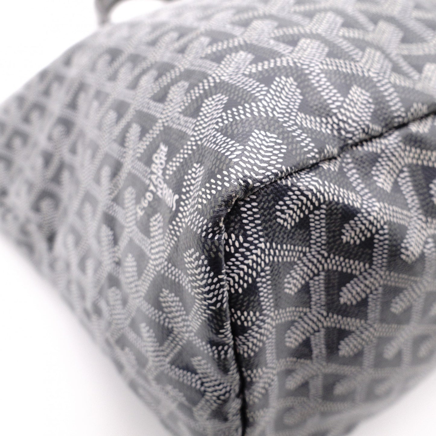 GOYARD Saint Louis PM Tote Bag, PVC and Leather, Gray, with Pouch