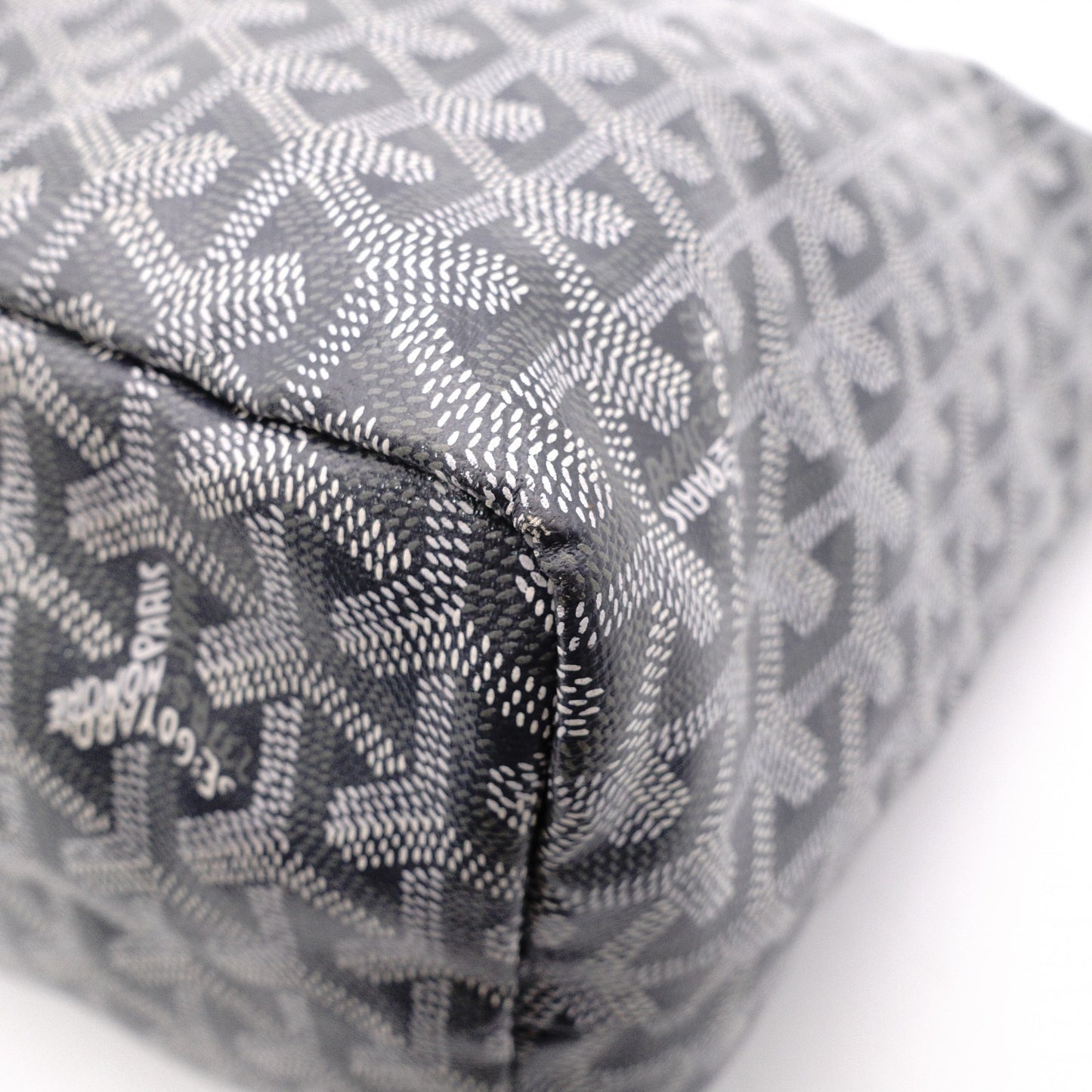 GOYARD Saint Louis PM Tote Bag, PVC and Leather, Gray, with Pouch