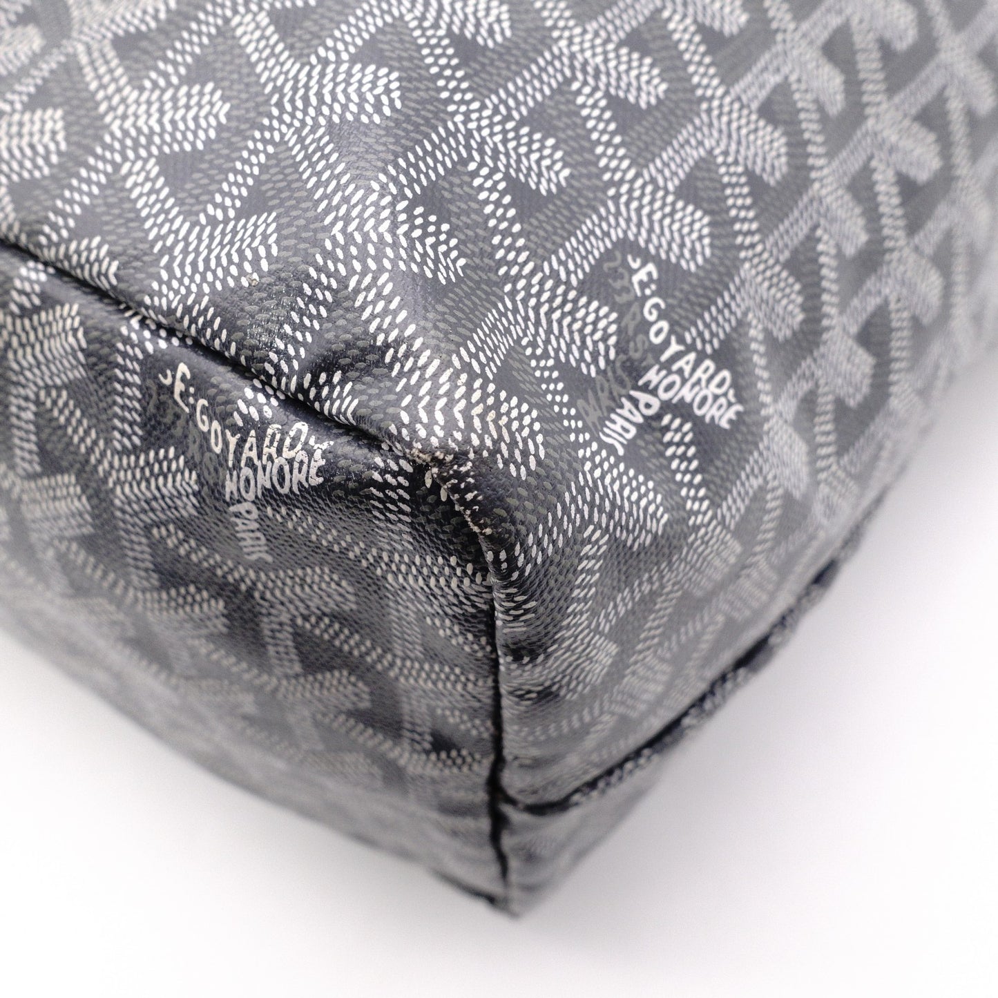 GOYARD Saint Louis PM Tote Bag, PVC and Leather, Gray, with Pouch