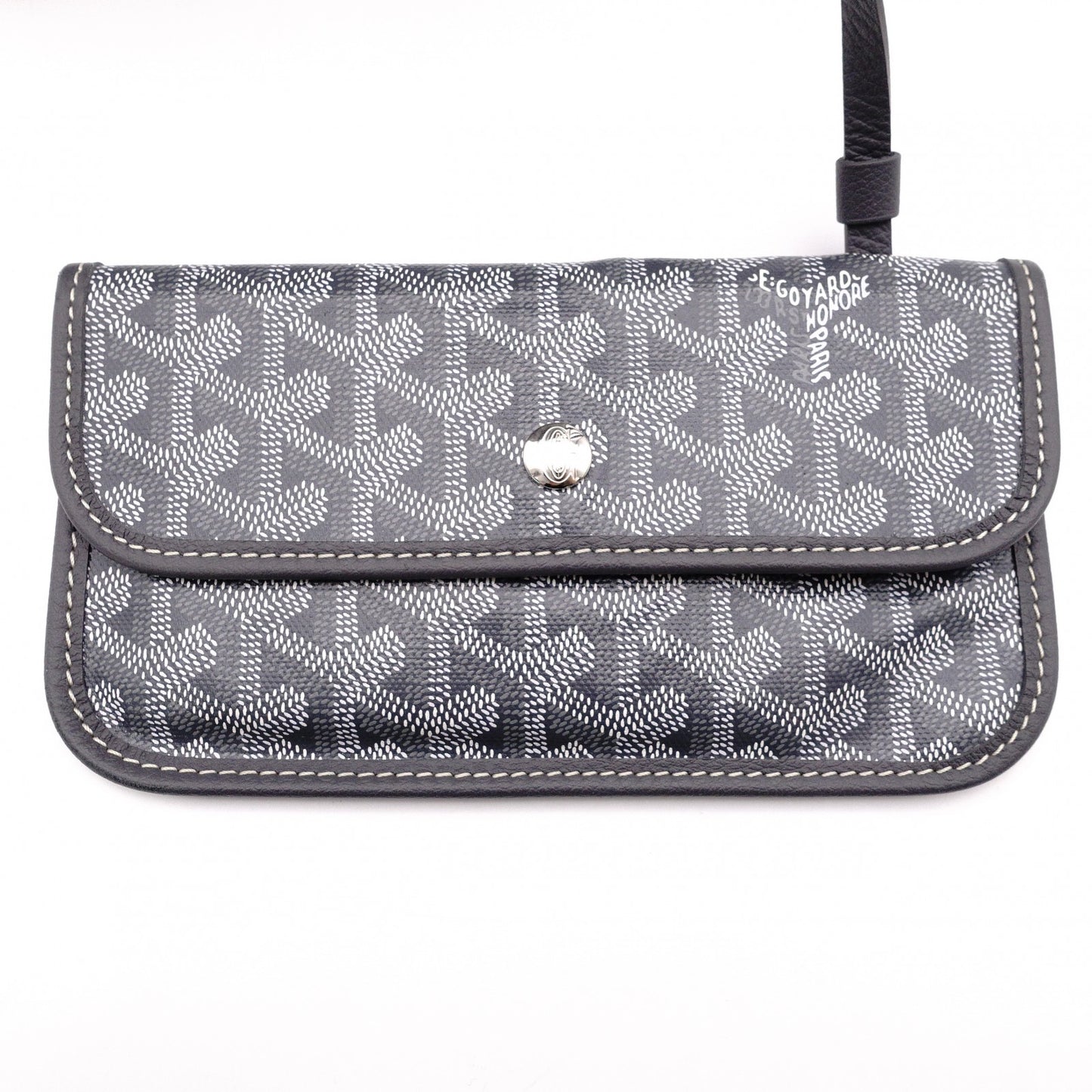 GOYARD Saint Louis PM Tote Bag, PVC and Leather, Gray, with Pouch