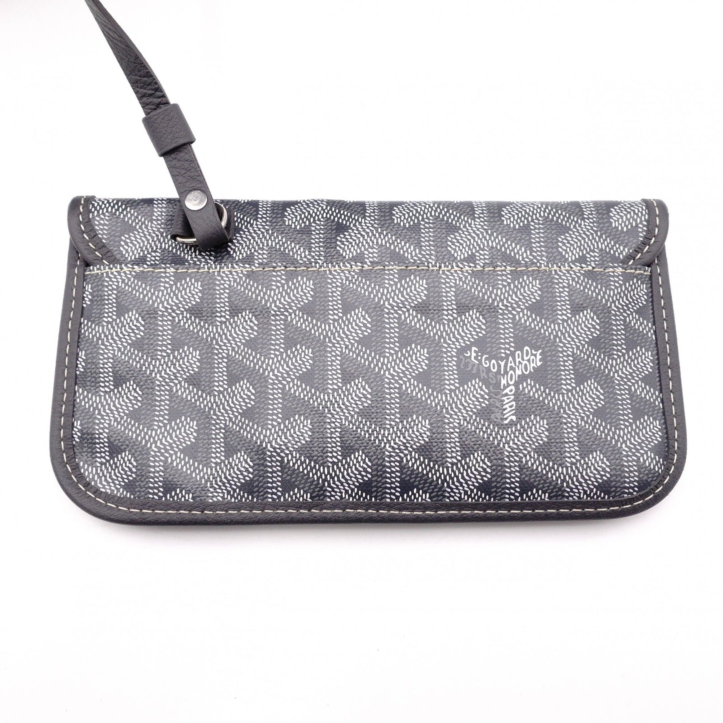 GOYARD Saint Louis PM Tote Bag, PVC and Leather, Gray, with Pouch