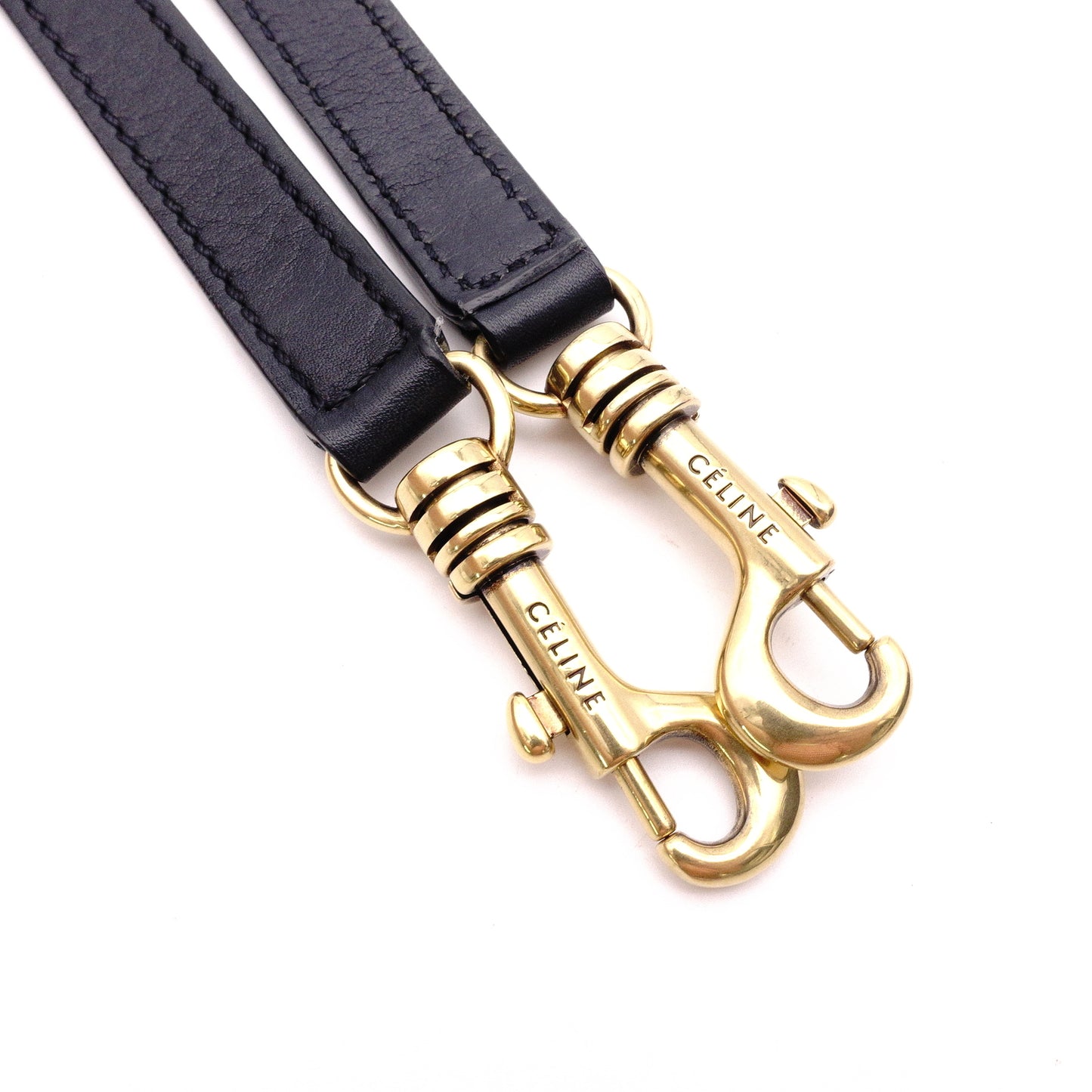 CELINE Luggage Nano Shopper Handbag, Leather, Navy, 2-Way Crossbody, Gold Hardware