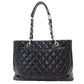 CHANEL GST Grand Shopping Tote Bag Matelassé Black Caviar Leather Black Silver Hardware R8020052