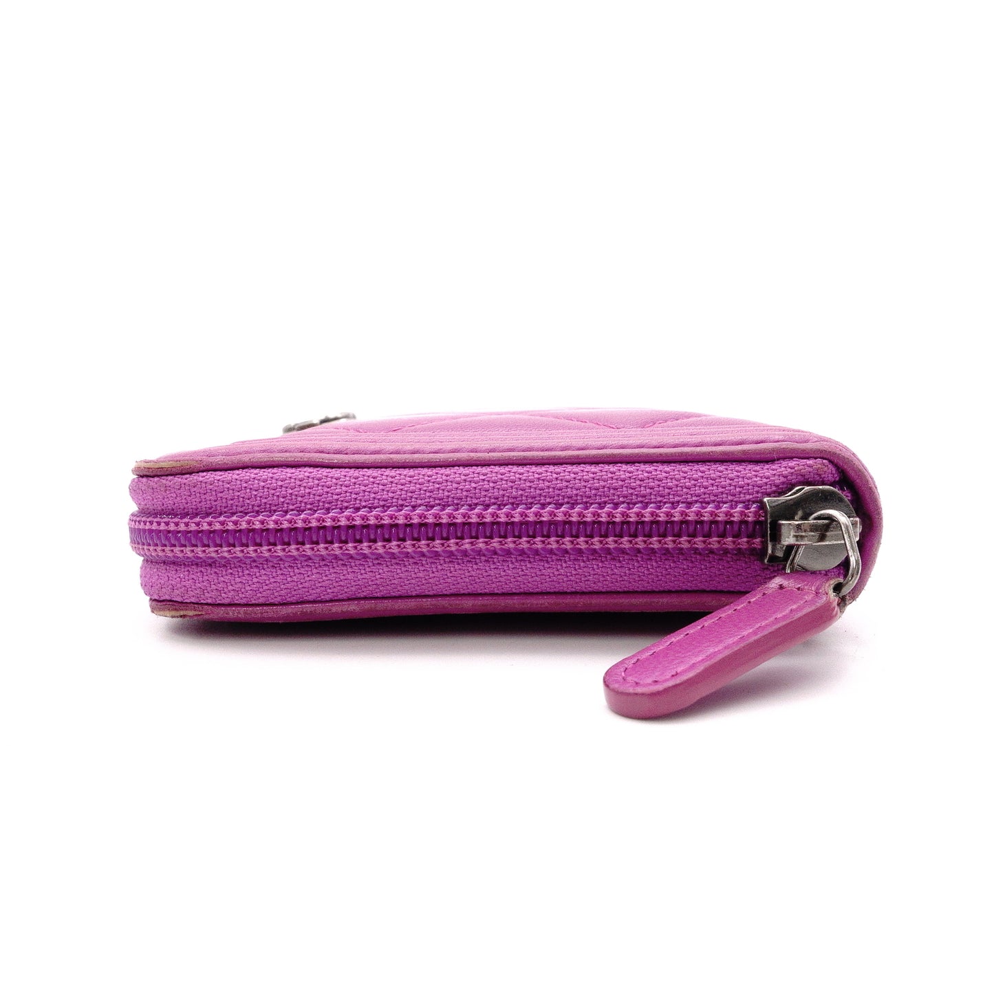 CHANEL Boy Chanel Lambskin Long Wallet, Leather, Purple, Gunmetal