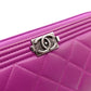 CHANEL Boy Chanel Lambskin Long Wallet, Leather, Purple, Gunmetal