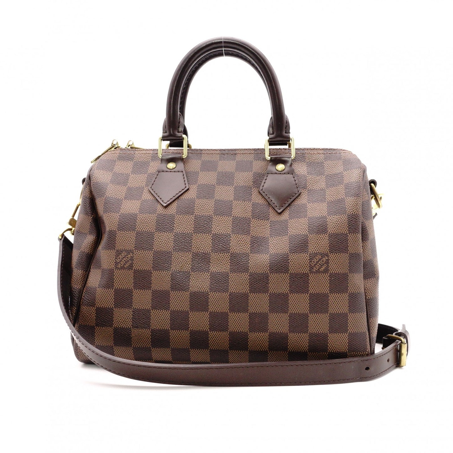 LOUIS VUITTON Speedy 25 Bandoulière Damier Ébène Handbag, 2-Way, PVC/Leather, Brown, Women's