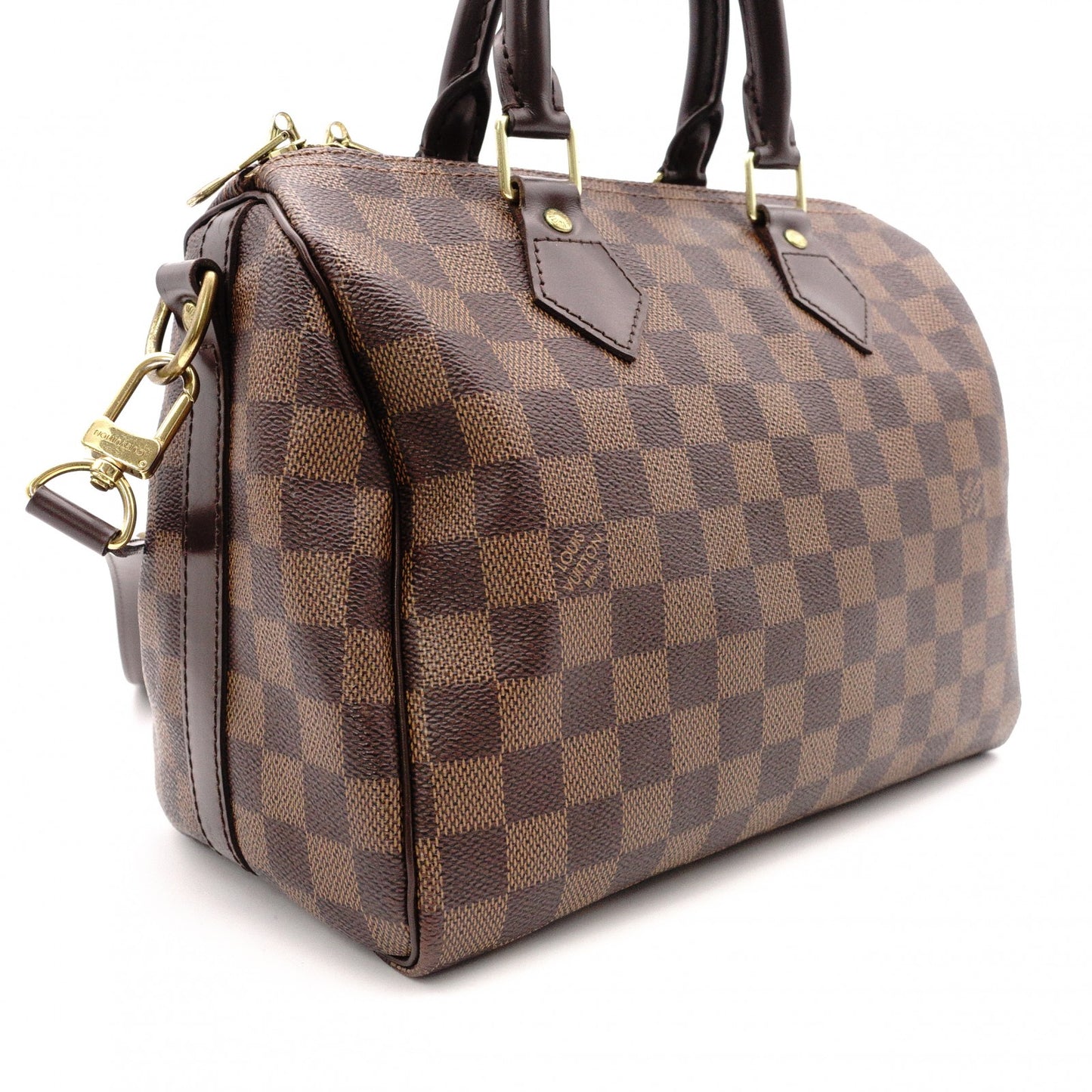 LOUIS VUITTON Speedy 25 Bandoulière Damier Ébène Handbag, 2-Way, PVC/Leather, Brown, Women's