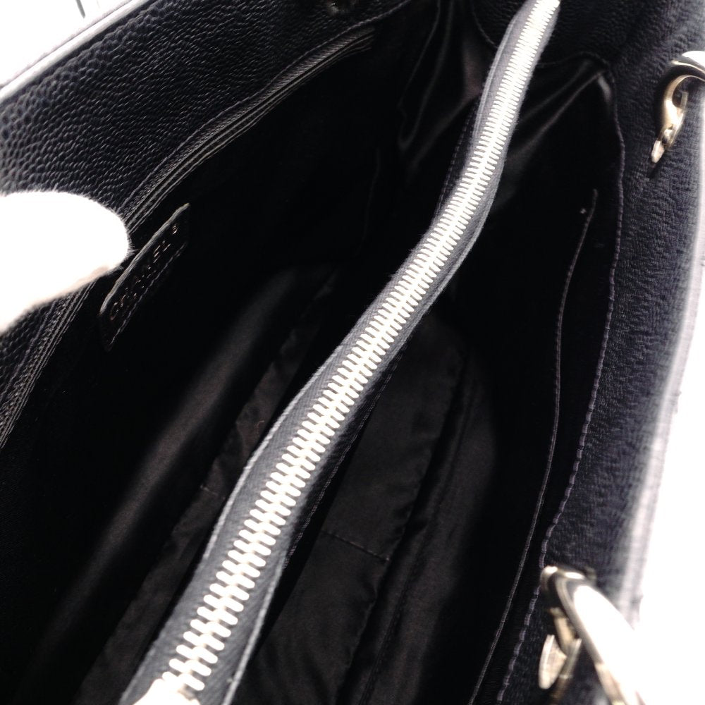 CHANEL GST Grand Shopping Tote Bag Matelassé Black Caviar Leather Black Silver Hardware R8020052