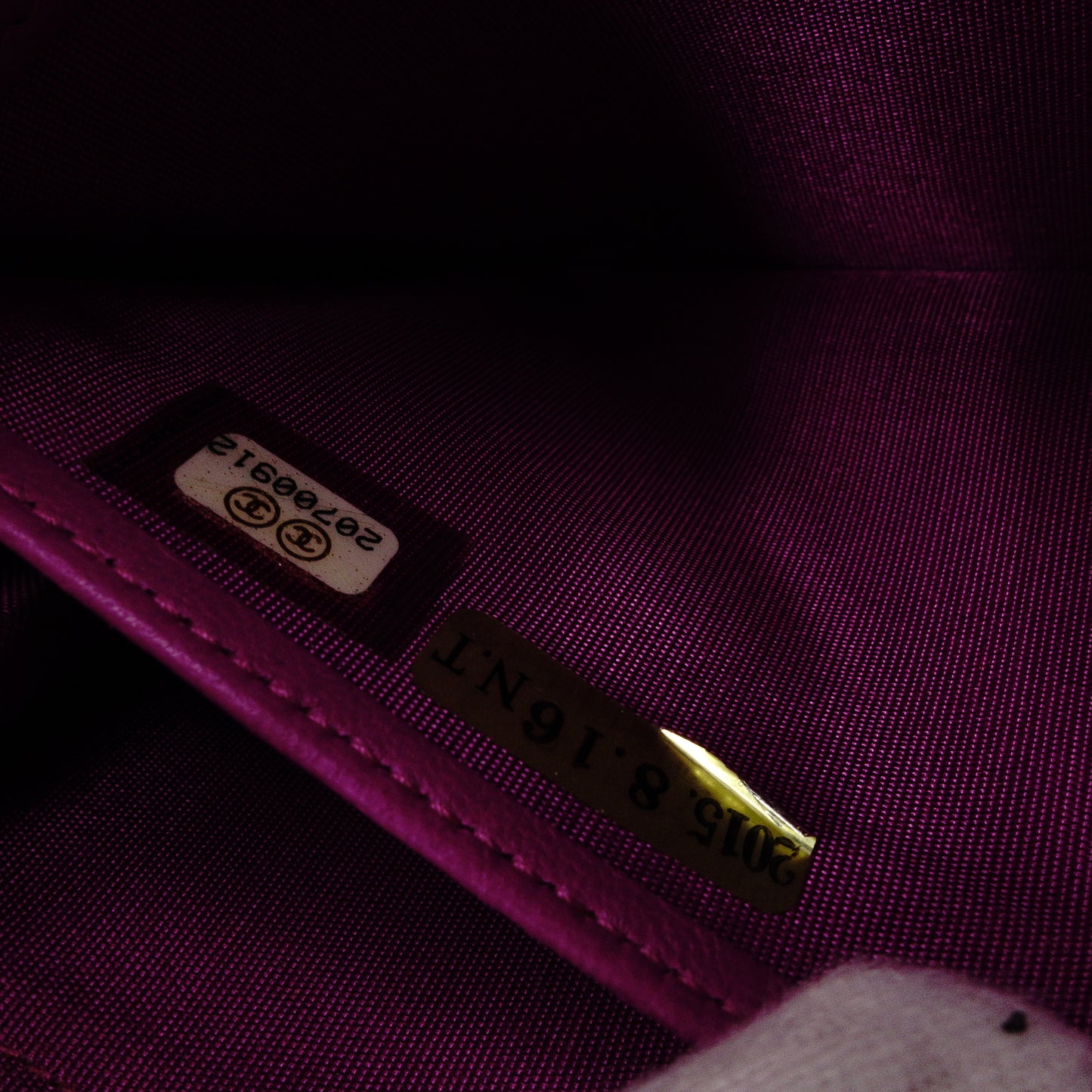 CHANEL Boy Chanel Lambskin Long Wallet, Leather, Purple, Gunmetal