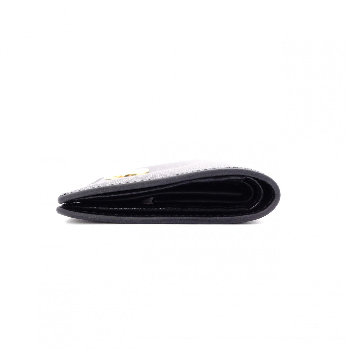 FENDI F is FENDI Tri-fold Wallet, Leather, Black, Gold Hardware, Comes with Box