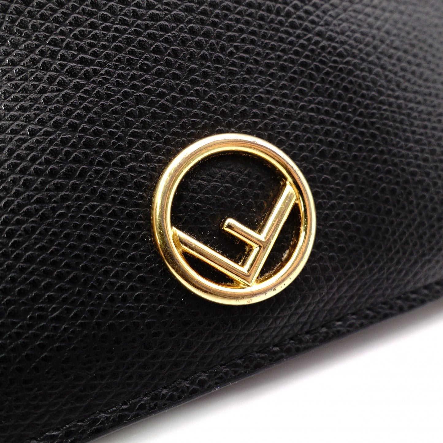 FENDI F is FENDI Tri-fold Wallet, Leather, Black, Gold Hardware, Comes with Box