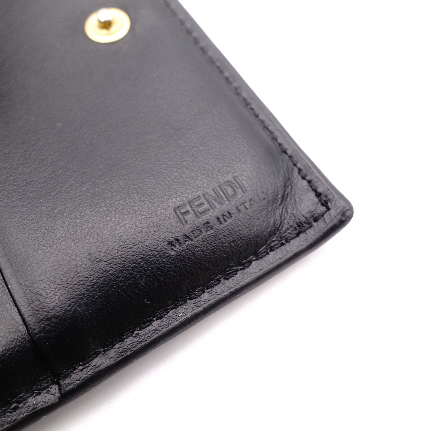 FENDI F is FENDI Tri-fold Wallet, Leather, Black, Gold Hardware, Comes with Box