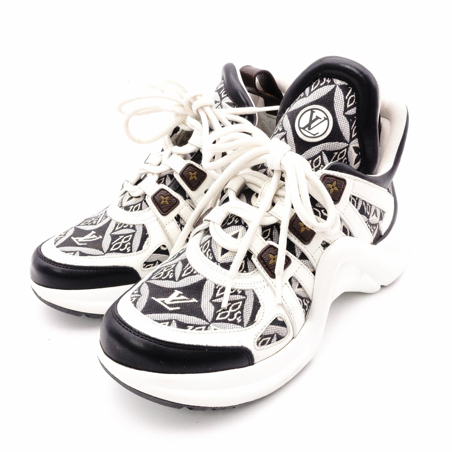 LOUIS VUITTON Since 1854 LV ArcLight Line Sneakers Rubber/Canvas White x Black Size 37 Approx. 23.5–24 cm