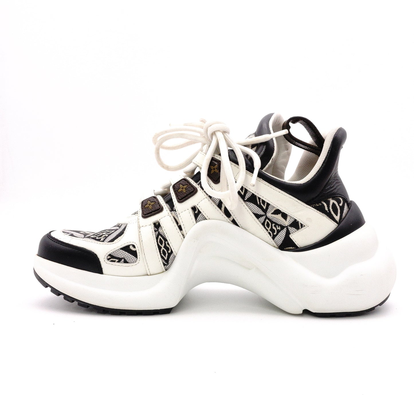 LOUIS VUITTON Since 1854 LV ArcLight Line Sneakers Rubber/Canvas White x Black Size 37 Approx. 23.5–24 cm