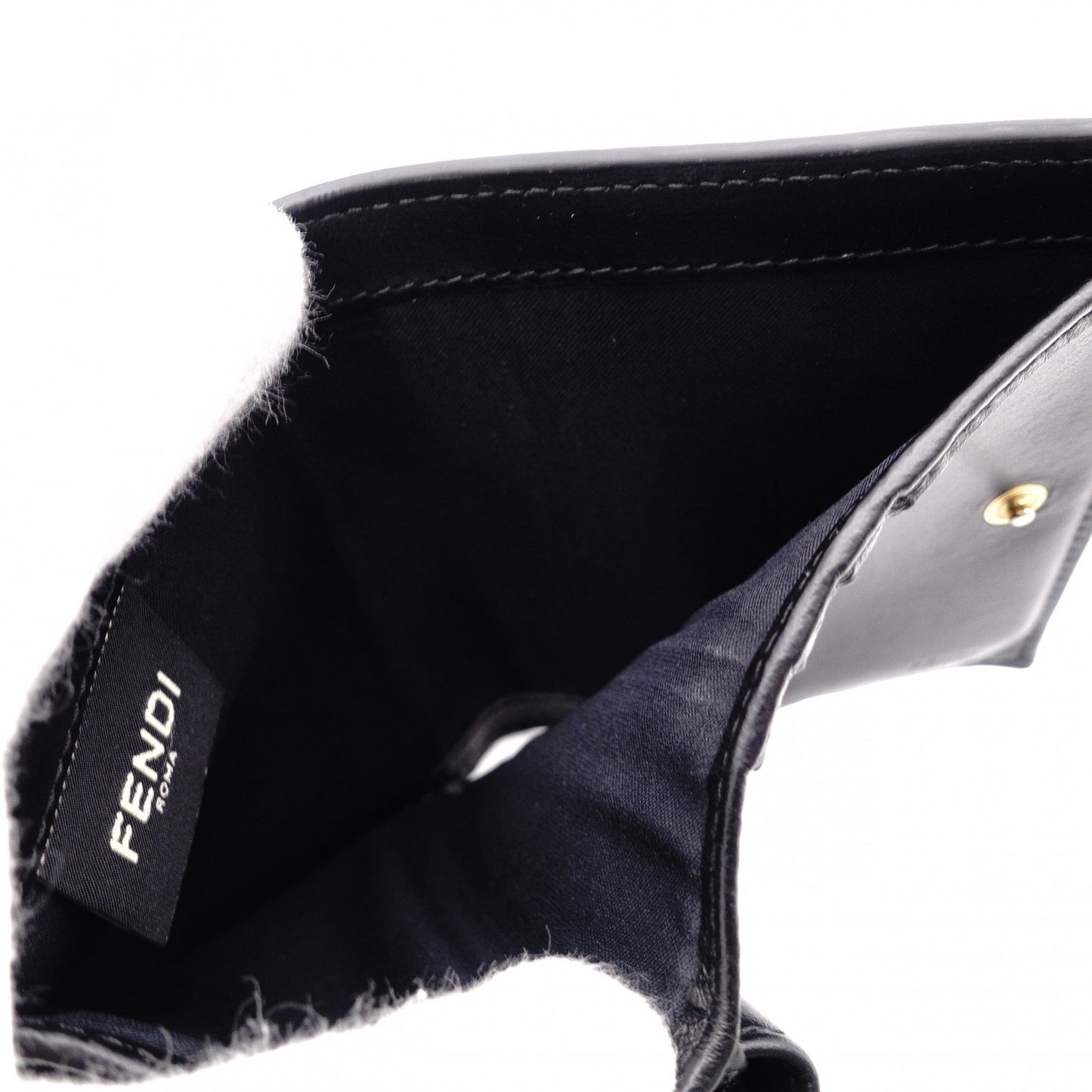 FENDI F is FENDI Tri-fold Wallet, Leather, Black, Gold Hardware, Comes with Box