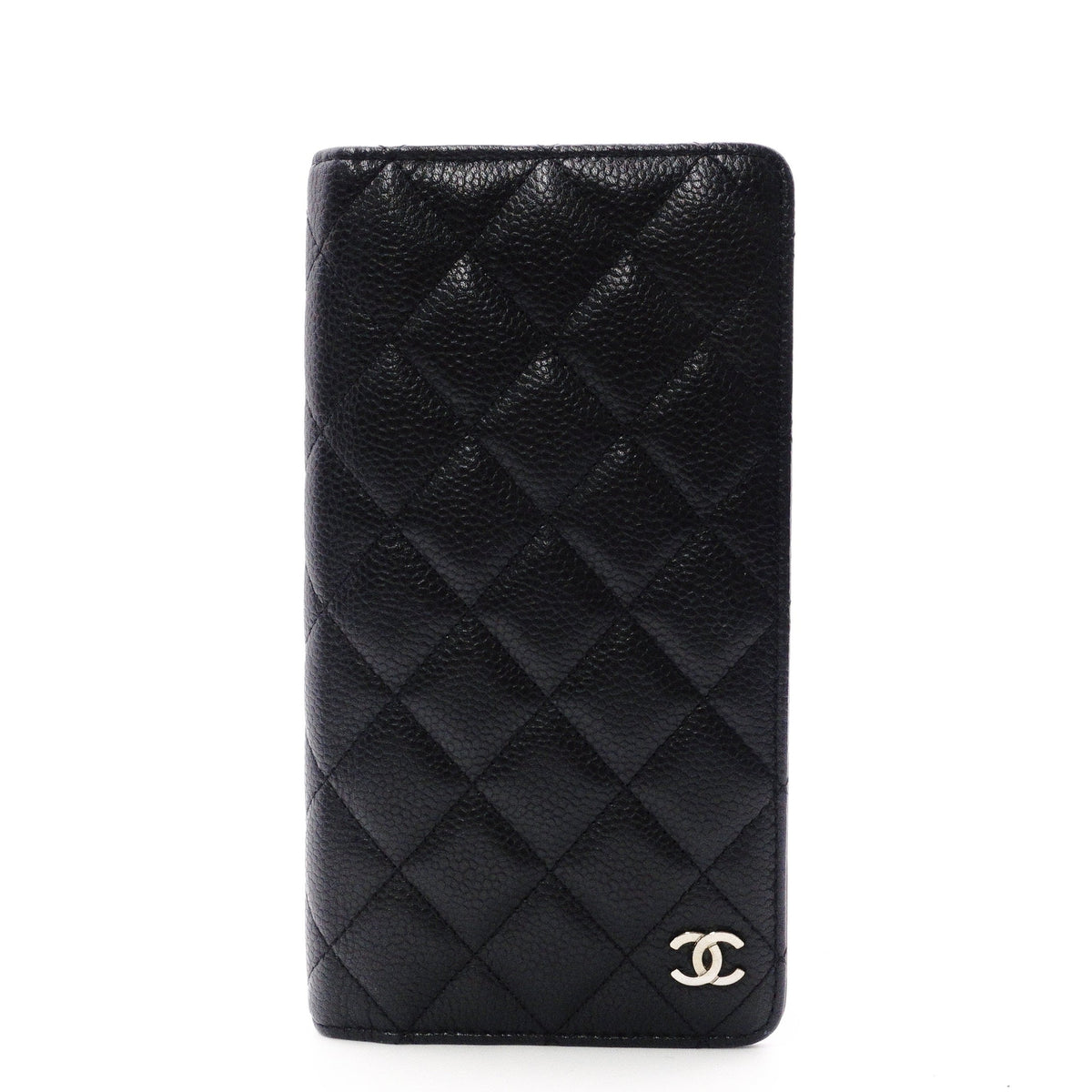 CHANEL Caviar Skin Notebook Cover, Leather, Black, CC Logo, Silver Hardware, Logo, Black