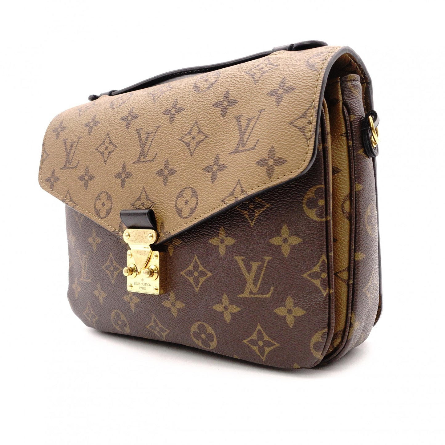 LOUIS VUITTON Pochette Métis MM Reverse Monogram 2-Way Handbag, PVC/Leather, Brown, Women's
