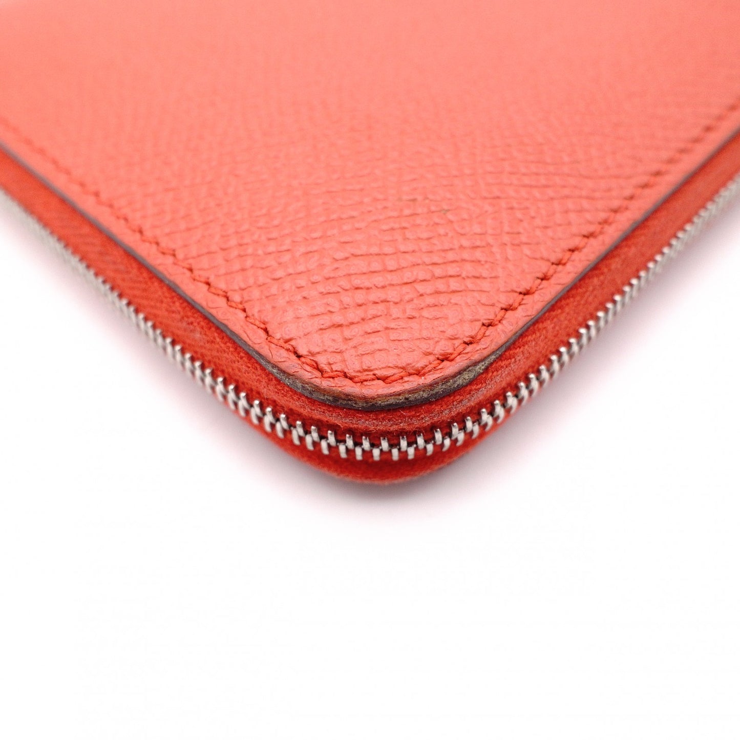 HERMES Silk-In Compact Coin Case, Leather, Orange